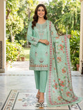 3-Piece Light Green Embroidered Cotton Lawn Suit (Large)